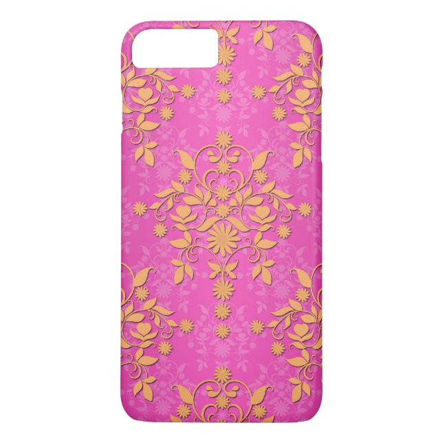 Tangerine Tango Daisy Damask Case-Mate iPhone Case (Back)