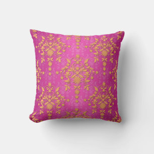 Tangerine Tango Daisy Damask Cushion