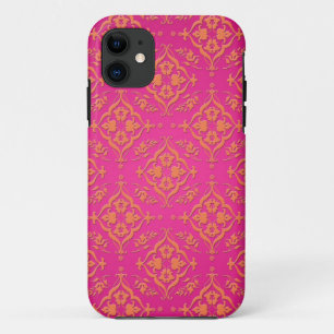 Tangerine Tango Orange and Pink Damask iPhone 11 Case