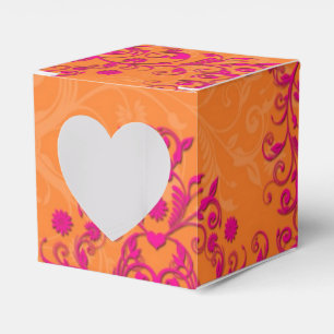 Tangerine Tango Pink and Orange Floral Damask Favour Box