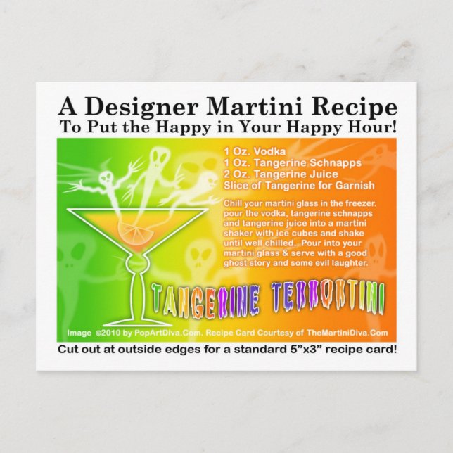 Tangerine Terror Halloween Martini Recipe Postcard (Front)