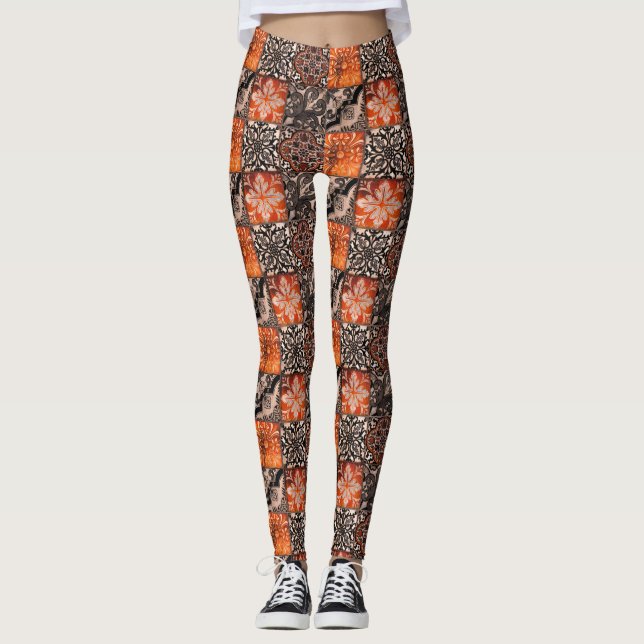 Tangerine Tile Leggings (Front)