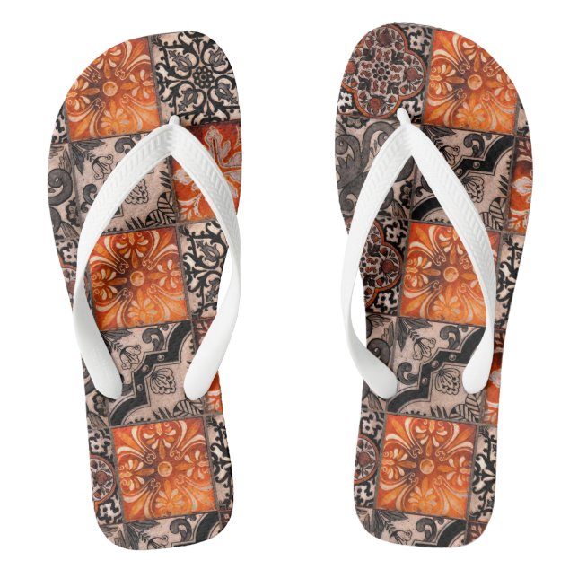 Tangerine Tile Thongs (Footbed)