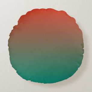 Tangerine To Teal Horizen Tones Round Cushion
