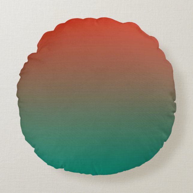 Tangerine To Teal Horizen Tones Round Cushion (Front)