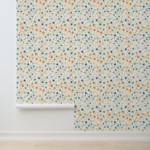 Tangerine Turquoise Abstract Stars Wallpaper