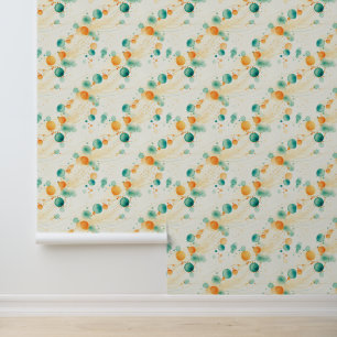Tangerine Turquoise Abstract Whimsical Dots Wallpaper