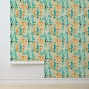 Tangerine Turquoise Teal Abstract Animal Wallpaper