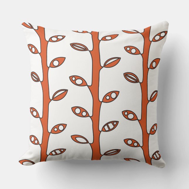 Tangerine VINES Retro DESIGN Throw Pillow (Front)