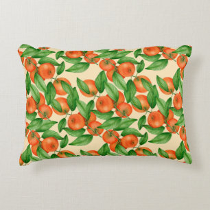 Tangerine watercolor pattern decorative cushion