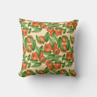 Tangerine watercolor, seamless fruit pattern. cushion