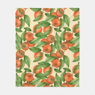 Tangerine watercolor, seamless fruit pattern. fleece blanket