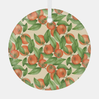 Tangerine watercolor, seamless fruit pattern. glass tree decoration
