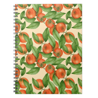 Tangerine watercolor, seamless fruit pattern. notebook