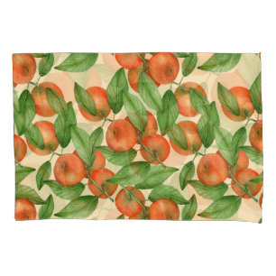 Tangerine watercolor, seamless fruit pattern. pillowcase