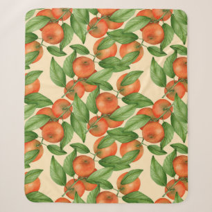Tangerine watercolor, seamless fruit pattern. sherpa blanket