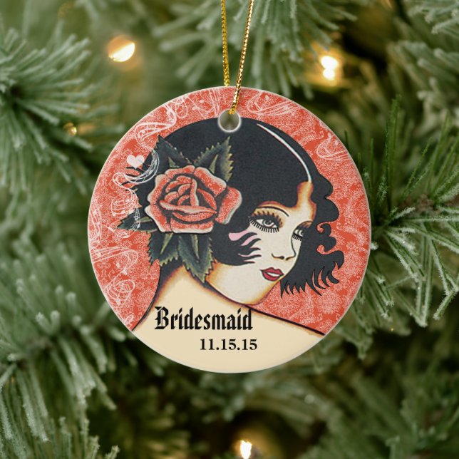 Tangerine Wedding Bridesmaid Christmas Ornament (Tree)