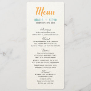 Tangerine Wedding Menu Cards
