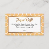 Tangerine & White Ogee, Gold Diaper Raffle Tickets