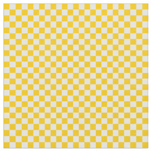 Tangerine Yellow and White Chequerboard Fabric