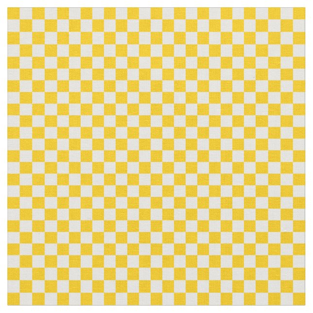 Tangerine Yellow and White Chequerboard Fabric (Close Up)