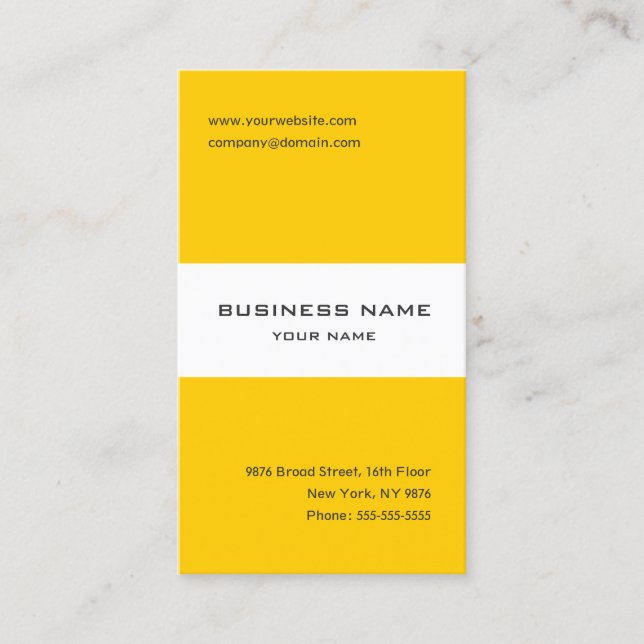 Tangerine yellow and white striped business card (Front)