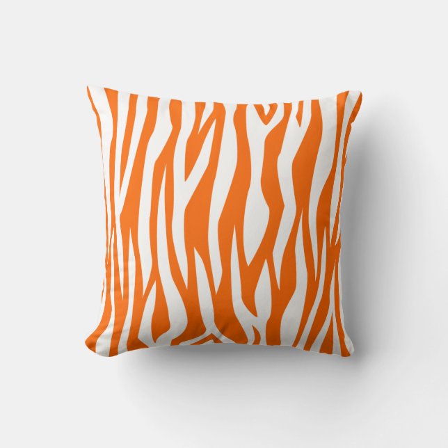 Tangerine Zebra Print Cushion (Front)