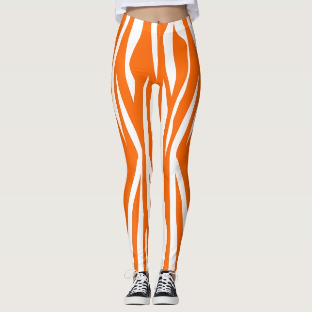 Tangerine Zebra Print Leggings (Front)