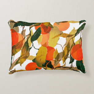 Tangerines tree: juicy seamless pattern. decorative cushion