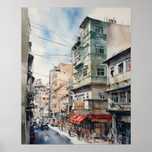 Tangier Morocco Watercolor Art Print Poster