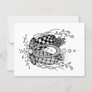 Tangle art: floral design, oval postcard