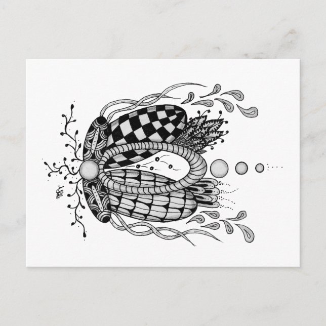 Tangle Art: Floral Design, Ovals Postcard (Front)