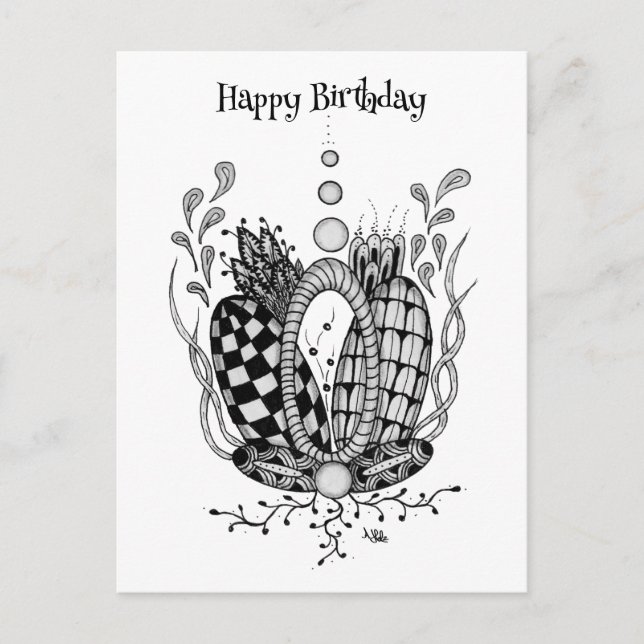 Tangle Art: Floral Design, Ovals -  Postcard (Front)