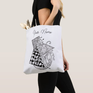 Tangle Art: Florales Design, Ovale -  Tote Bag