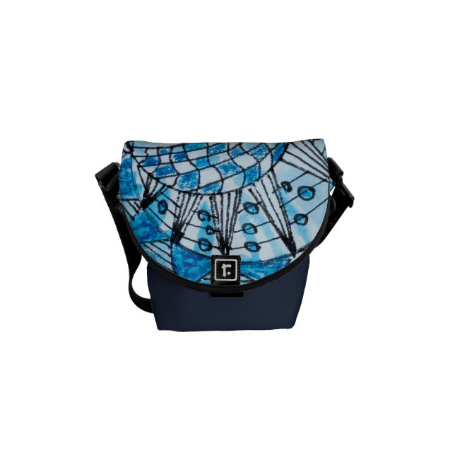 Tangle in Blue Mini Messenger Bag (Front)