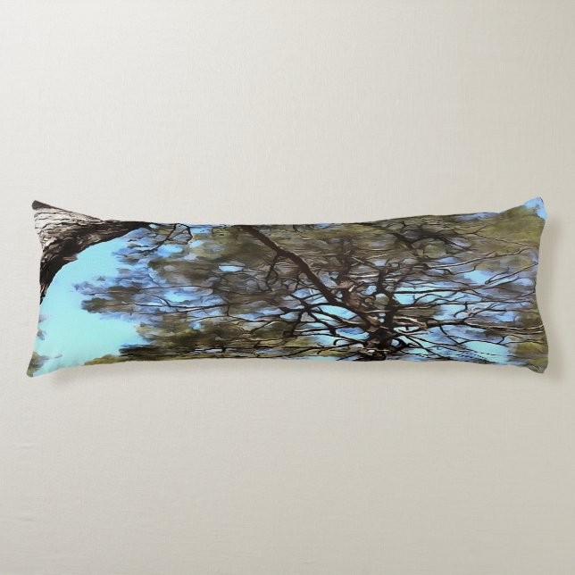 Tangled Branches Of Pine Trees Bizarre Perspective Body Cushion (Front)