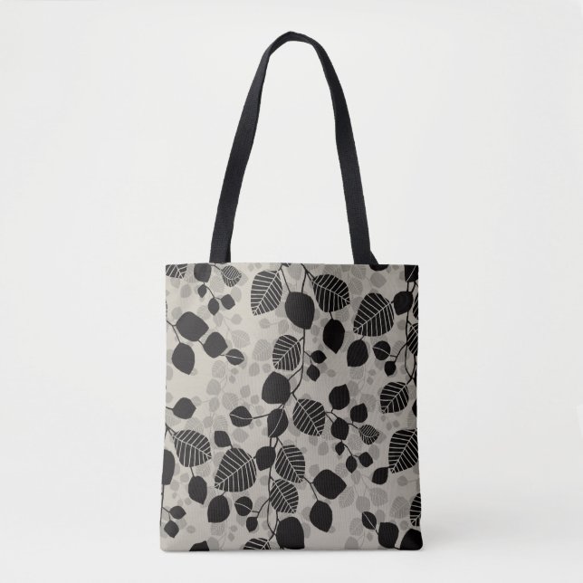 Tangled Canopy of Leaves XL black silhouette Tote Bag (Front)