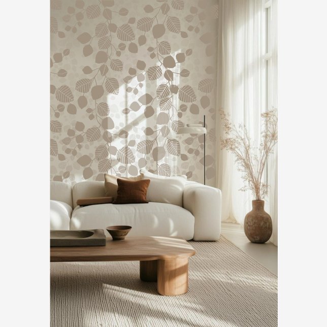 Tangled Canopy of Leaves XL grey brown botanic Wallpaper (Creator Uploaded)