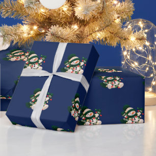 Tangled Christmas Lights Snowman Wrapping Paper