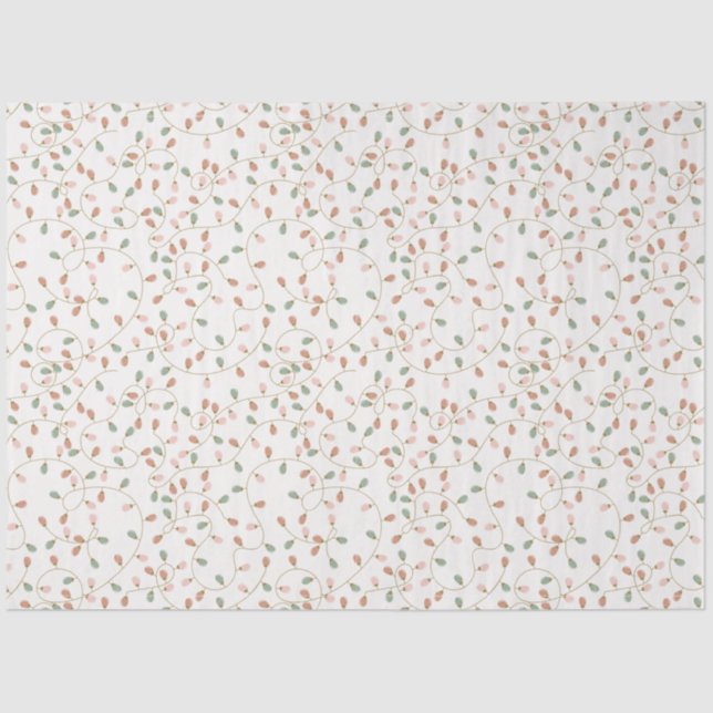 Tangled Coloured Christmas Lights White Christmas Tissue Paper (Front)