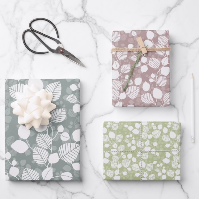 Tangled Foliage Canopy Pastel Botanical Wrapping Paper Sheet (Front)