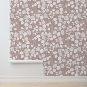 Tangled Foliage Canopy XL white leaves muted pink Wallpaper