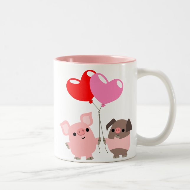 Tangled Hearts (Cartoon Pigs) Mug (Right)
