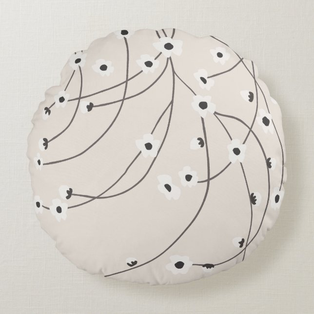 Tangled in Bloom Warm Vintage Round Cushion (Front)