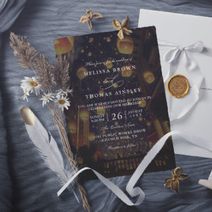 Tangled Lanterns Elegant Modern Chic Wedding Invitation