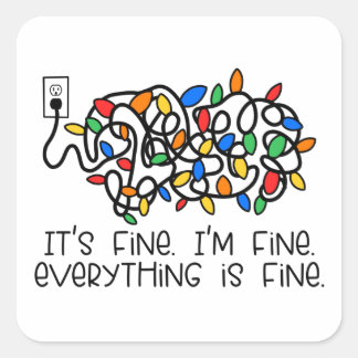 Tangled Light Bulbs Everything is Fine Square Sticker