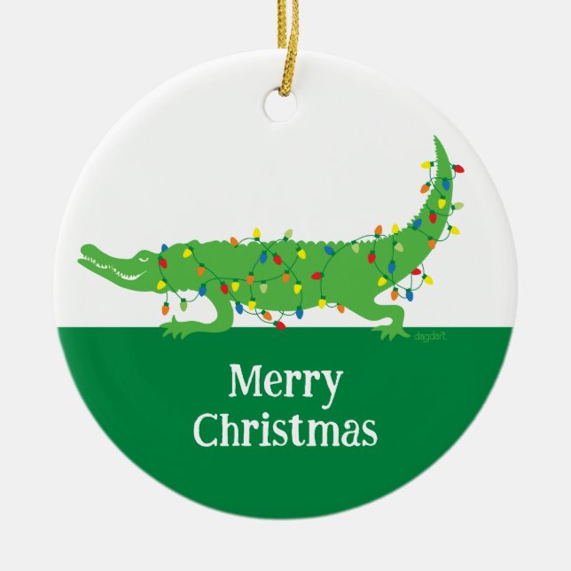 Tangled Lights Gator Ornament (Front)