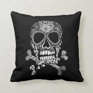Tangled Skull and Crossbones Throw Pillow