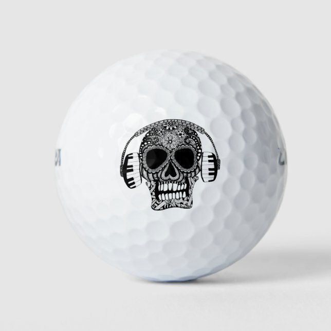 Tangled Skull with Headphones Golf Balls (Front)