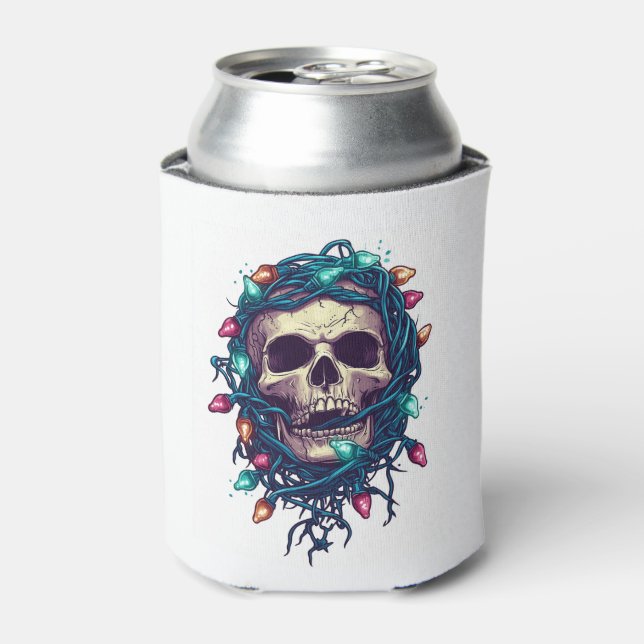 Tangled Skullmas � Funny Xmas Skeleton Can Cooler (Can Front)